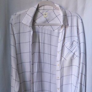 Button down windowpane print shirt